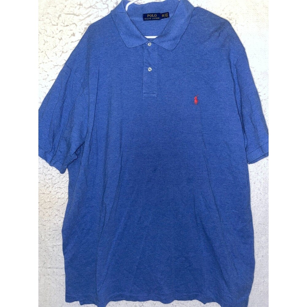 Polo Ralph Lauren Shirt Mens 3XLT Tall Blue Red Pony Classic Short Sleeve